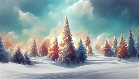 Premium Photo | Winter wonderland background wallpaper with trees and snow