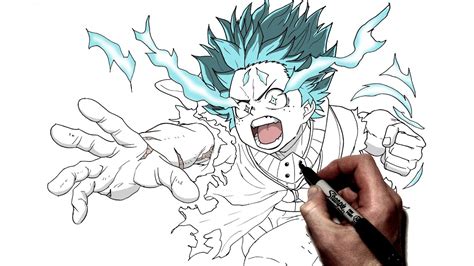 How To Draw Deku 100% Full Cowl | Step By Step | My Hero Academia - YouTube