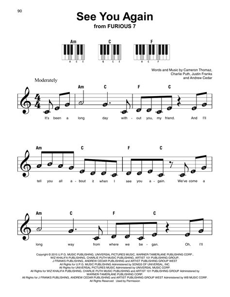 See You Again Guitar Chords | Piano Sheet Music