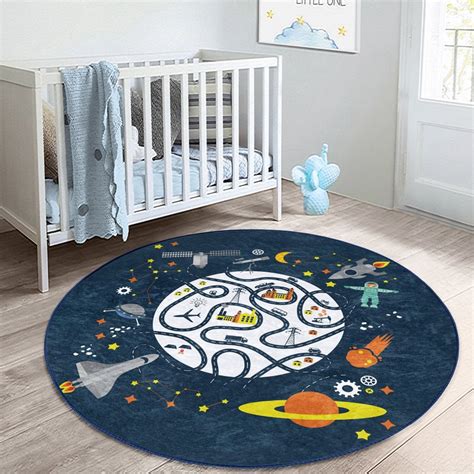 Space Themed Round Rug Non-slip Circle Rug Educational Rug - Etsy