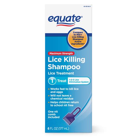 Equate Lice Killing Shampoo; Step 1 Lice Treatment For Kids and Adults ...