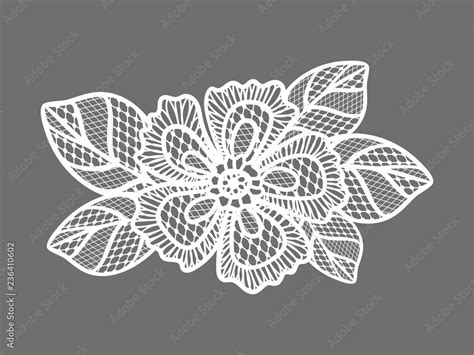 White lace pattern with flowers on transparent background Stock Vector ...