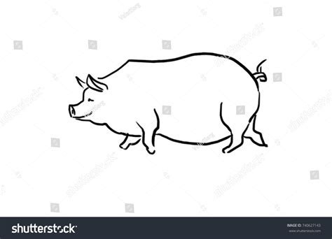 Pig Side View Black White Vector Stock Vector (Royalty Free) 740627143 ...