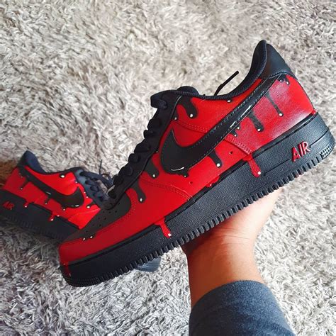 Custom nike air force 1 red drip, Hand painted, gift, custom shoes ...