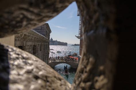 Premium Photo | View of venice from inside the bridge of sighs