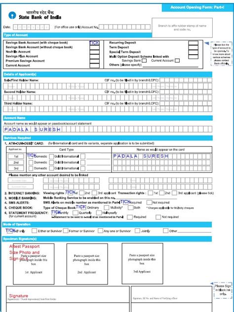 SBI Saving Account Opening Form Filling Sample PDF 2021