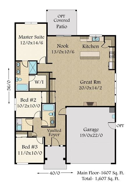 Omaha House Plan | One Story Butterfly Shed Roof Home Design - MM-1608