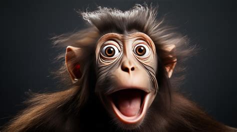 Premium Photo | Studio portrait of a funny monkey with a surprised face ...