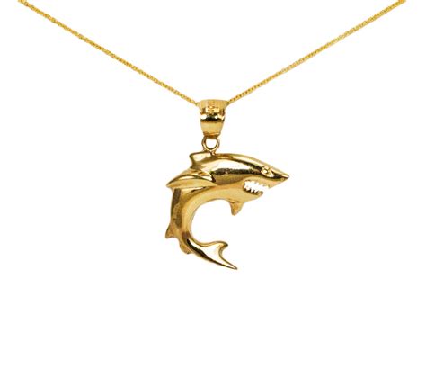 14k Yellow Gold Shark Necklace