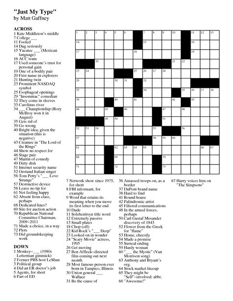 Daily Free Printable Crossword Puzzles