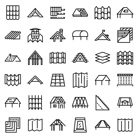 Roof icons set, outline style 8351931 Vector Art at Vecteezy