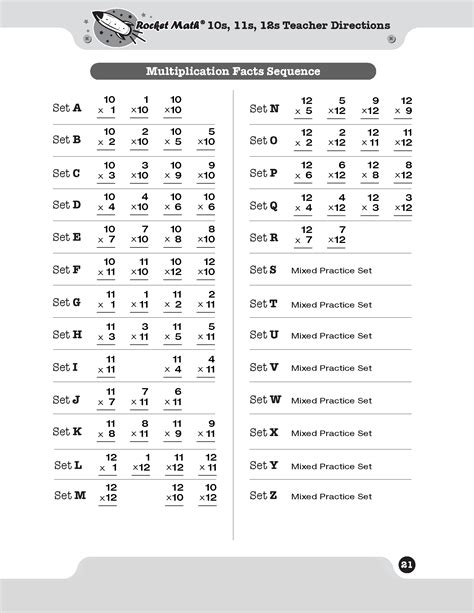 Multiplication 10s, 11s, 12s Learning Track - Rocket Math