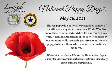 National Poppy Day - Lynfred Winery