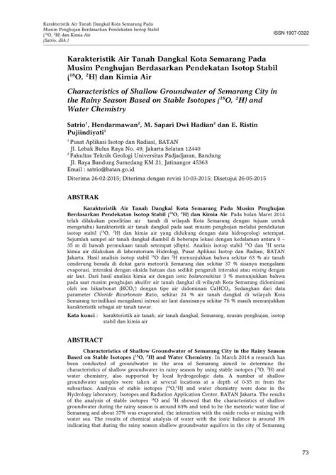 (PDF) Karakteristik Air Tanah Dangkal Kota Semarang Pada Musim ...