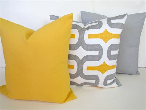 YELLOW PILLOW Covers Gray Decorative Pillows Yellow Throw - Etsy