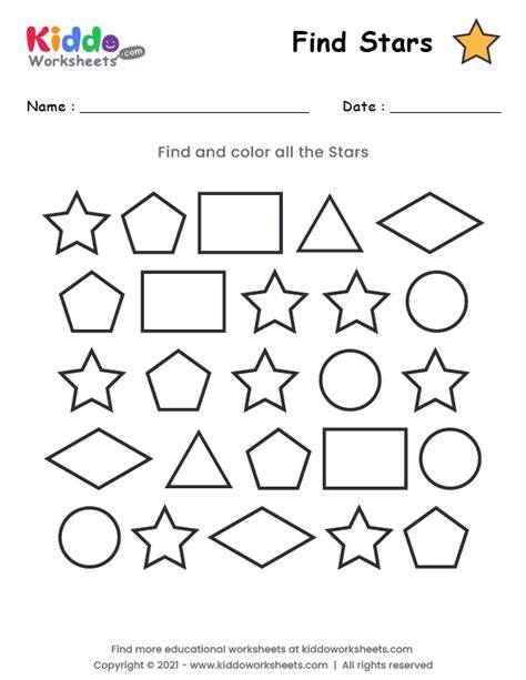 Free Printable Find Star Worksheet - kiddoworksheets