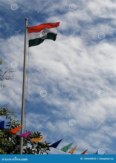 India National Flag Hoisting - Tricolour Stock Image - Image of ...