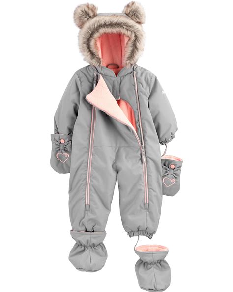 Baby Girl 1-Piece Fleece-Lined Infant Snowsuit | Carter’s OshKosh Canada