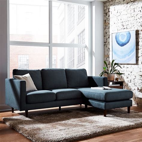 dark blue sectional sofa with long chaise track arm design spacious ...