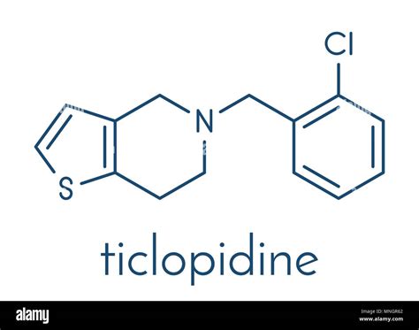 Ticlopidine antiplatelet drug molecule. Skeletal formula Stock Vector ...