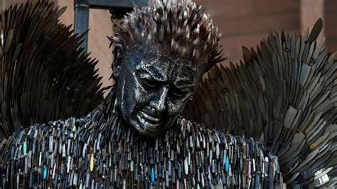 'Knife Angel' sculpture made of confiscated weapons unveiled in Liverpool