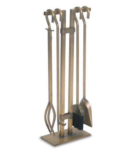 Sinclair 4-Pc. Brushed Brass Fireplace Tool Set | Fireplace Tool Sets ...