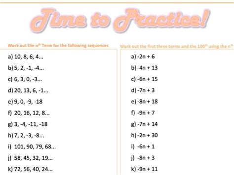 Finding the Nth Term of Decreasing Sequences | Teaching Resources