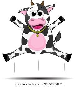 Happy Cartoon Cow Jumping High Ground Stock Vector (Royalty Free ...