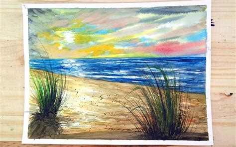 How to Paint a Watercolor Beach - Seascape Painting Lesson