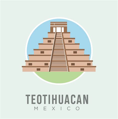 The teotihuacan pyramids in Mexico design vector stock illustration ...