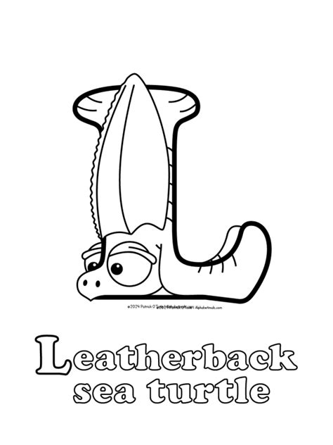 Free Leatherback Sea Turtle Coloring Page | Alphabetimals