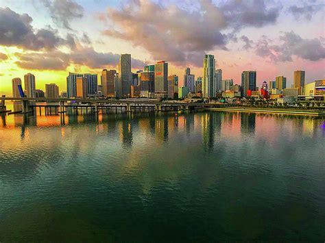 Miami Skyline at Sunrise Photograph by Bill Barber - Fine Art America