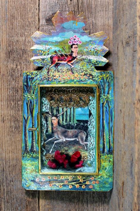 Frida Kahlo Wounded Deer Tin Nicho Retablo Handmade Mexican Folk Art ...