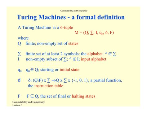 Turing Machines - a formal definition