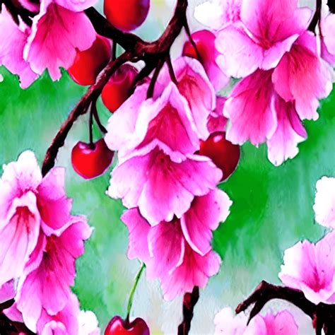 Amazing CherryFlowers Painting Watercolor · Creative Fabrica