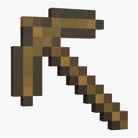 minecraft pickaxe wooden 3d model