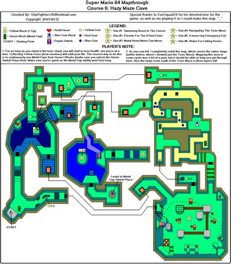 Super Mario 64 Course 06: Hazy Maze Cave Map Map for Nintendo 64 by ...