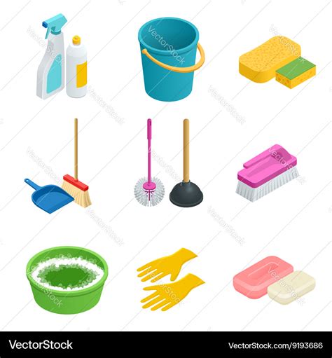 Set of cleaning tools home clean sponge Royalty Free Vector