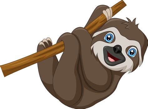 Cute baby sloth cartoon hanging on tree branch 9780851 Vector Art at ...