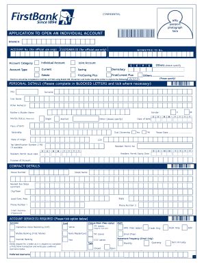 First Bank Account Opening Form Pdf - Fill and Sign Printable Template ...