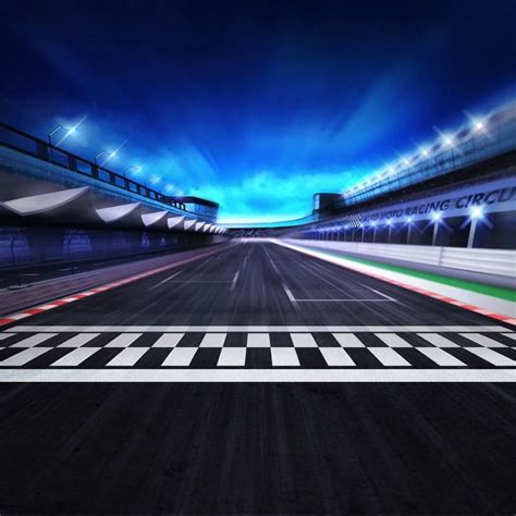 Race Track Finish Line Night Scene 3D Racing Competition Photo Backdro ...