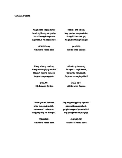 (DOC) TANAGA POEMS | Cherrie Pinky Rodriguez - Academia.edu