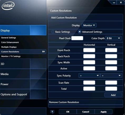 Custom Resolutions and Modes for Intel® Graphics Drivers