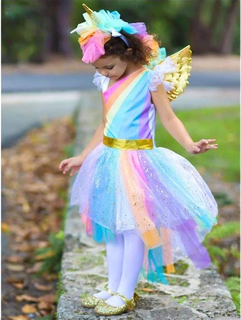 Girls Magical Golden Rainbow Unicorn Costume Dress | Girl unicorn ...