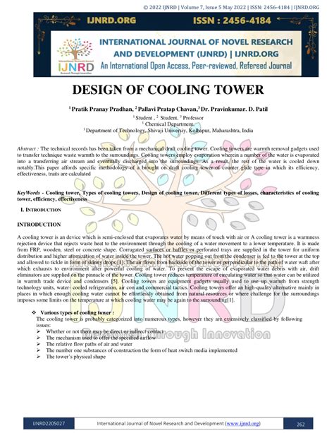 (PDF) DESIGN OF COOLING TOWER