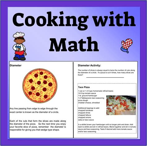 Cooking With Math Middle School Math and Cooking Activities Students ...