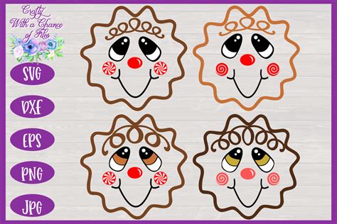 Gingerbread Man Face SVG - Christmas Design