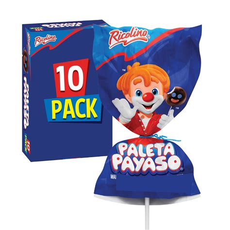 Ricolino Paleta Payaso Chocolate Marshmallow Lollipop, 10 Count Box ...