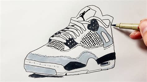 How to Draw Jordan 4 Sneakers - YouTube