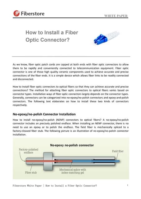 How to Install a Fiber Optic Connector? | PDF